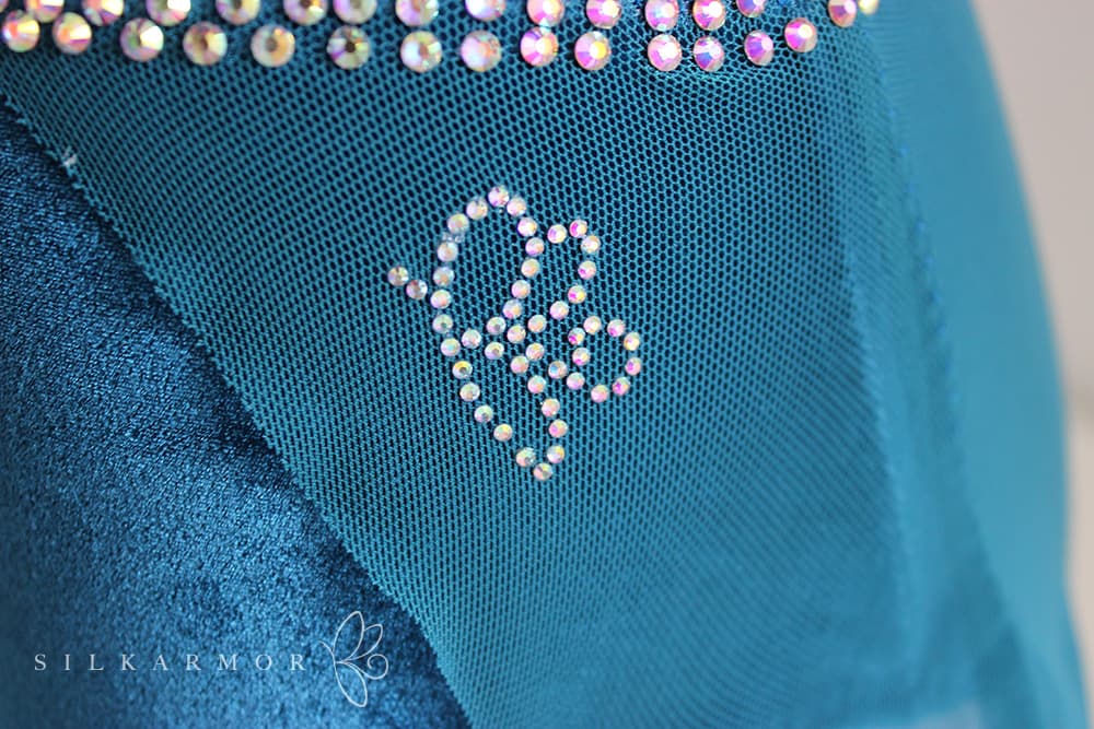 Justaucorps compétition GR Gymnastique Rythmique Velours strass bleu canard