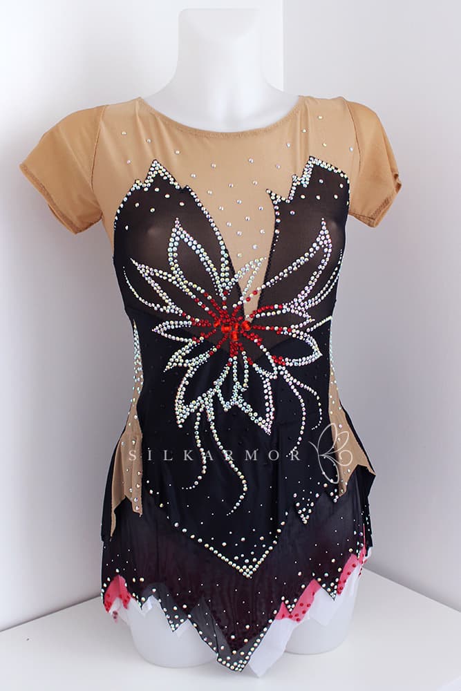 Justaucorps compétition grs gymnastique rythmique fleur noire