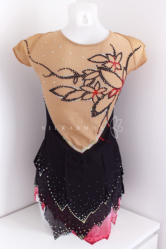 Justaucorps compétition grs gymnastique rythmique fleur noire