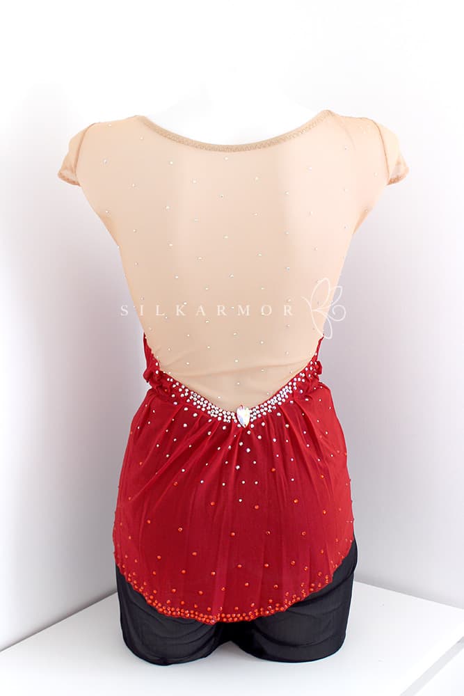 Justaucorps grs tenue spectacle rouge voile strass collant