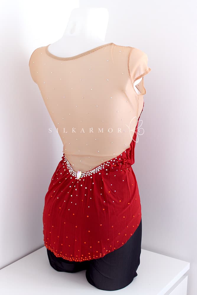 Justaucorps grs tenue spectacle rouge voile strass collant