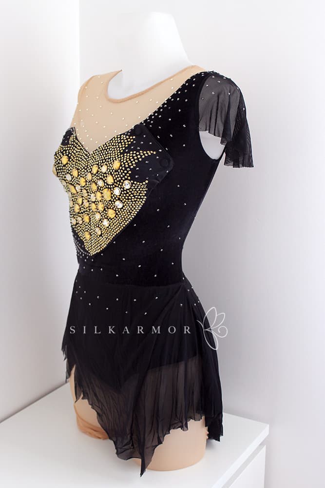 justaucorps gr tenue de scène transformable noir velours et strass