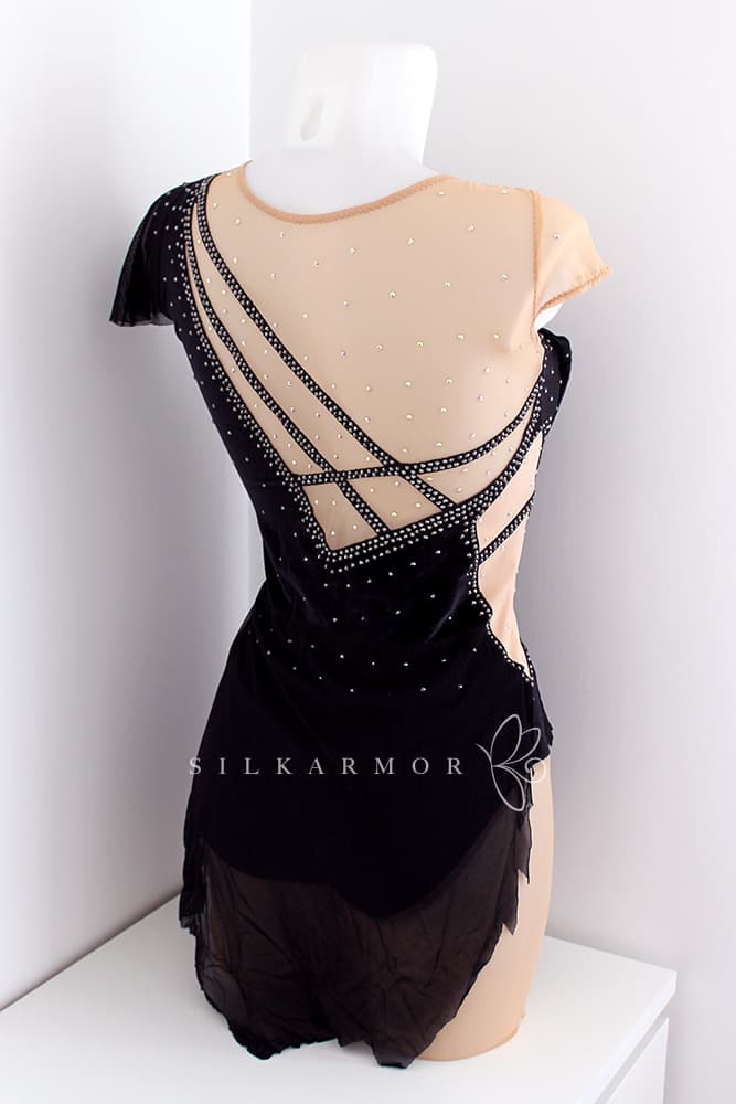 justaucorps gr tenue de scène transformable noir velours et strass