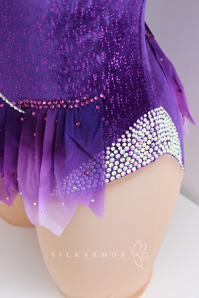 justo grs gymnastique rythmique création couture violet voile velours