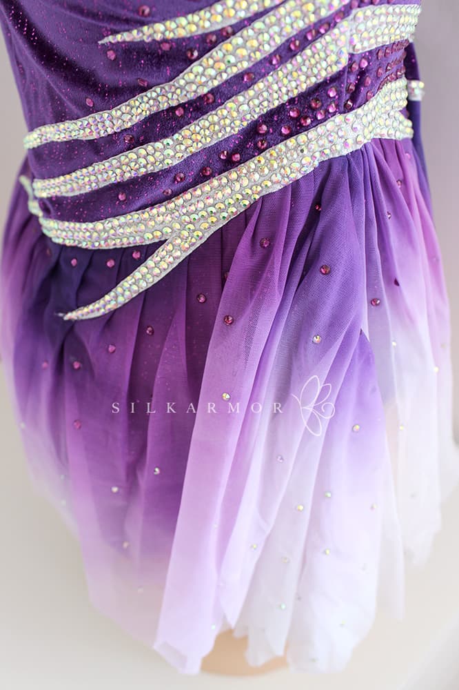 justo grs gymnastique rythmique création couture violet voile velours