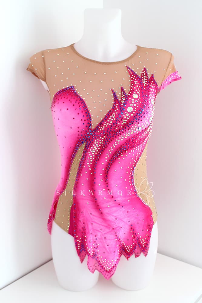 justaucorps compétitions grs sur mesure confection création rose velours strass