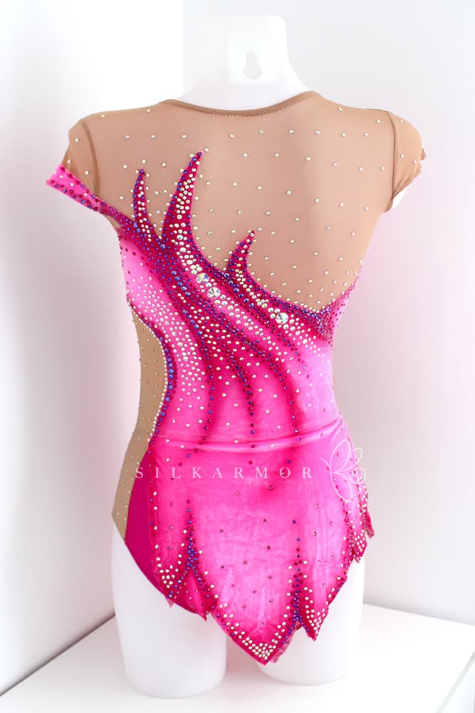 justaucorps compétitions grs sur mesure confection création rose velours strass