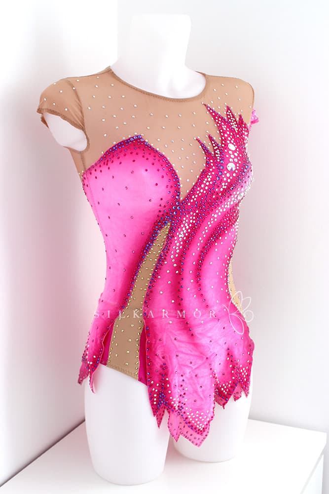 justaucorps compétitions grs sur mesure confection création rose velours strass
