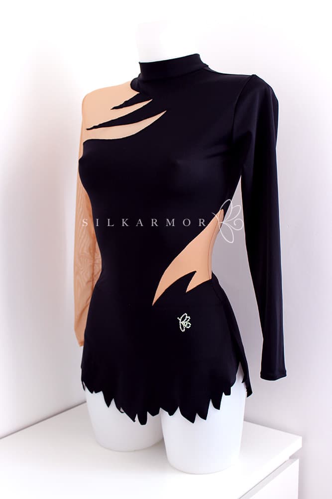Justaucorps leotard rg rythmics gymnastic gymnastique rythmique compétition couturière sur mesure noir lycra