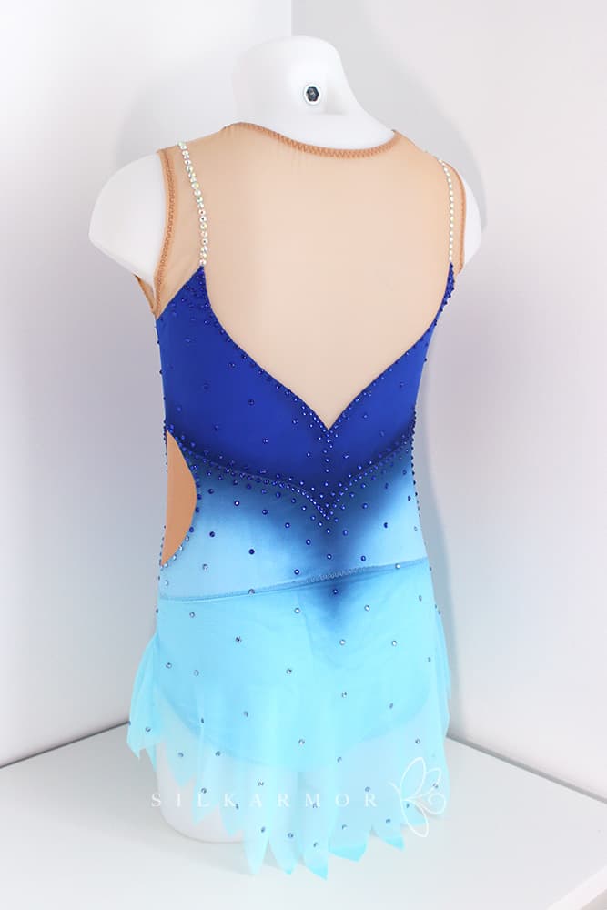 Justaucorps taille 14 ans bleu lycra couture france dégradé strass compétition